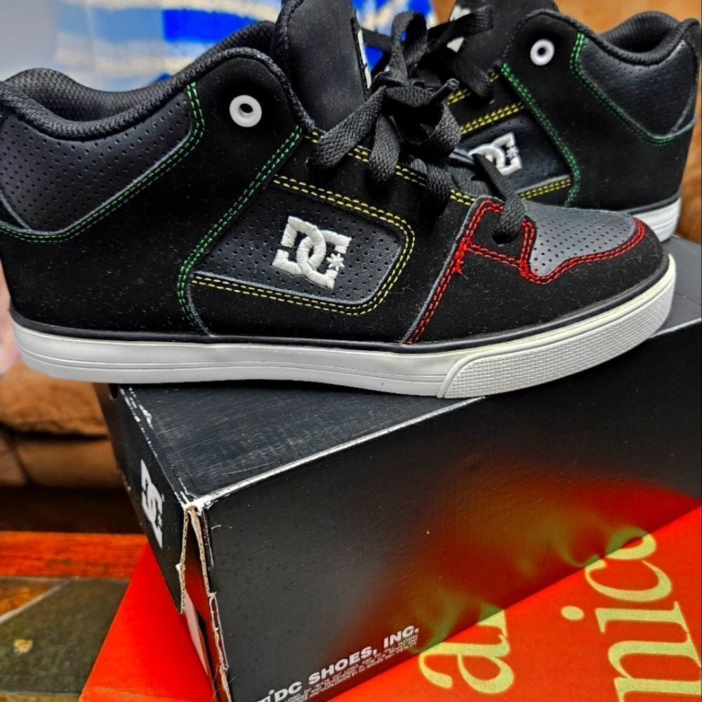 DC RADAR RASTA STITCH MID YOUTH 5.5 USA SNEAKER SKATE SHOE rare - Picture 8 of 12